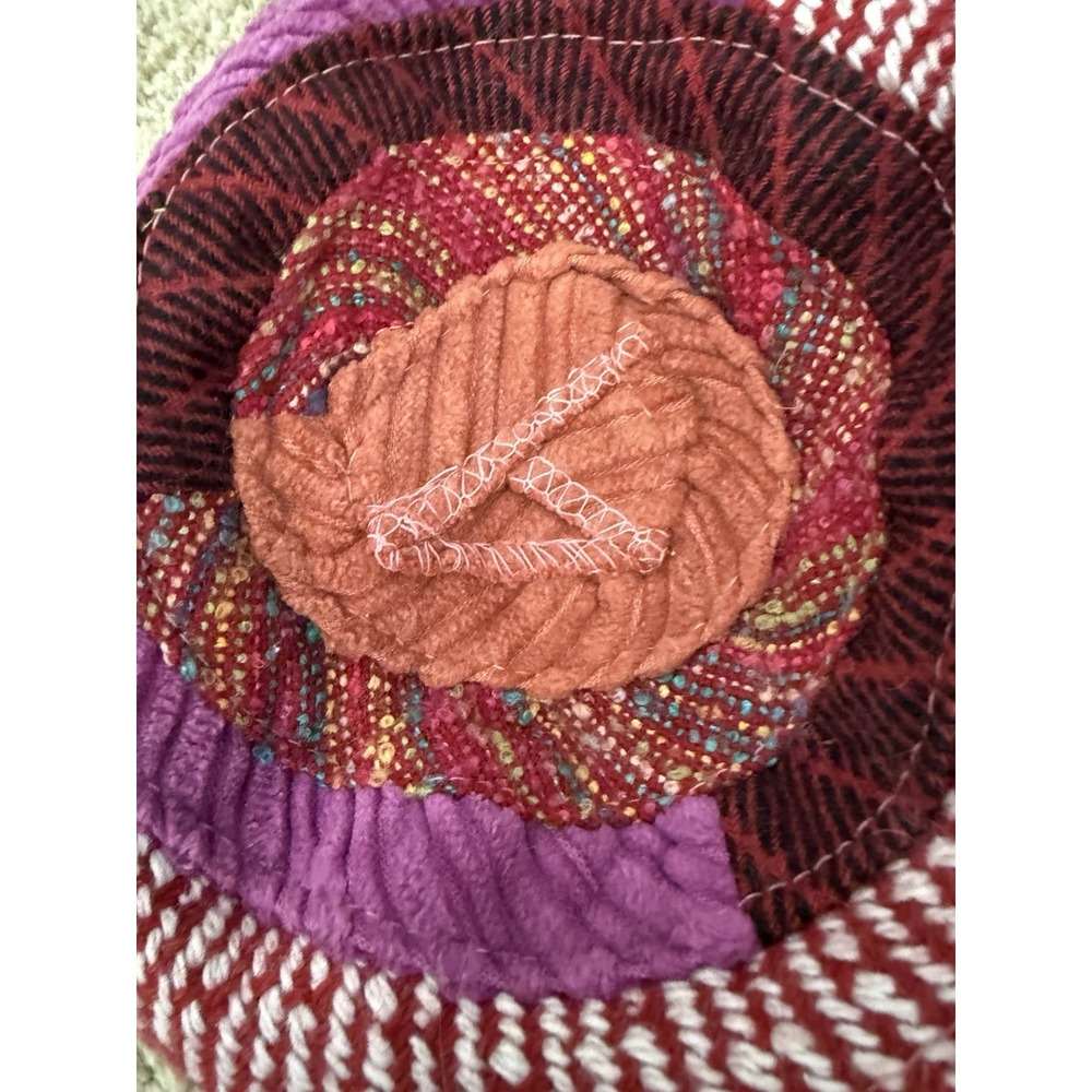 Colorful Women's Bucket Hat Tweed Corduroy Boho Artsy Funky Patchwork Striped - Picture 7 of 12